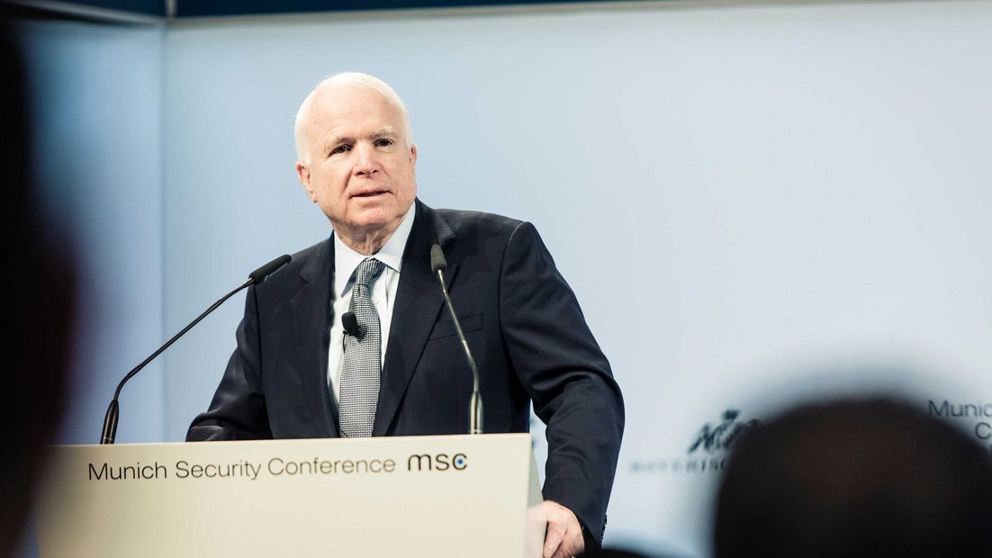 John McCain is giving a speech at the Munich Security Conference.