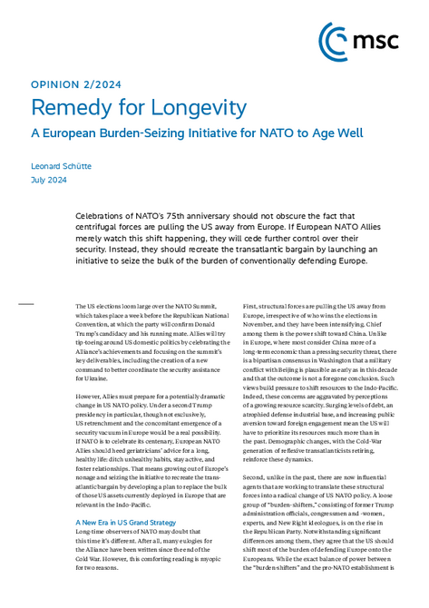 Remedy for Longevity: A European Burden-Seizing Initiative for NATO to Age Well