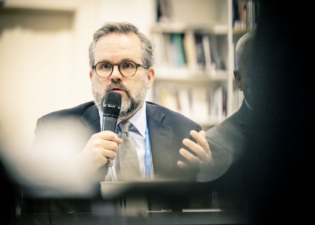 Matthias Berninger speaking at the MSC High-Level Breakfast 2025