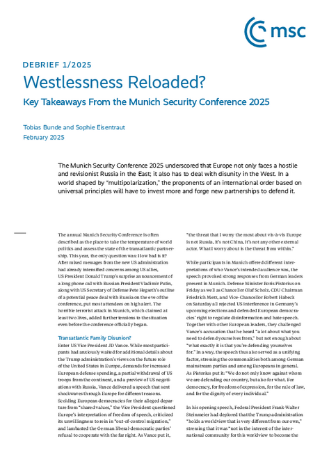 Westlessness Reloaded? Key Takeaways From the Munich Security Conference 2025